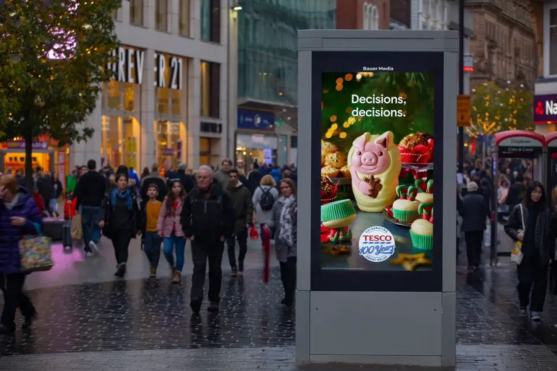 Tesco advertising near venues during Christmas time